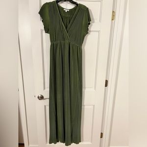 BalticBorn Athena Pleated Maxi Dress in Fern